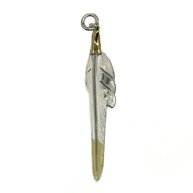 LARRY SMITH EAGLE HEAD KAZEKIRI FEATHER PENDANT No. 48 (18K GOLD 