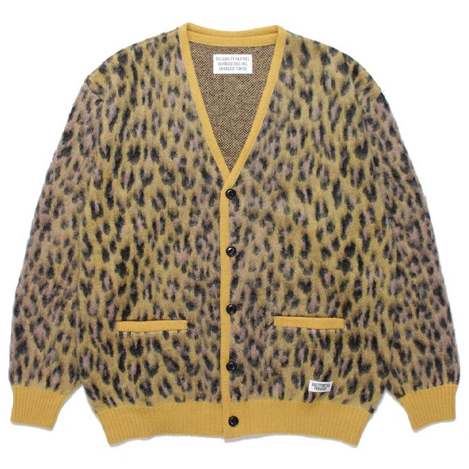 WACKO MARIA LEOPARD MOHAIR CARDIG グレー カーディガン 人気セール