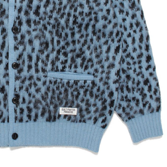 WACKO MARIA LEOPARD HEAVY MOHAIR KNIT JACQUARD CARDIGAN