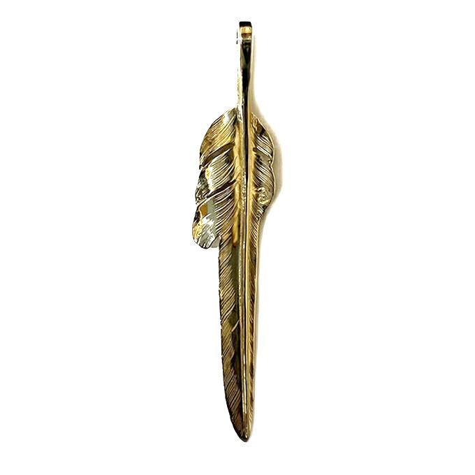 LARRY SMITH 18K GOLD KAZEKIRI FEATHER PENDANT No.30 -LARGE- LEFT 