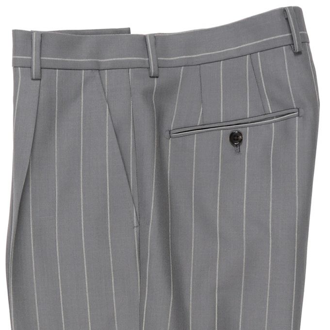 パンツ WACKO MARIA/DORMEUIL / 23SS-WMP-TR19 M DORMEUIL / STRIPED PLEATED TROUSERS (TYPE-2)【CHARCOAL】｜WACKO