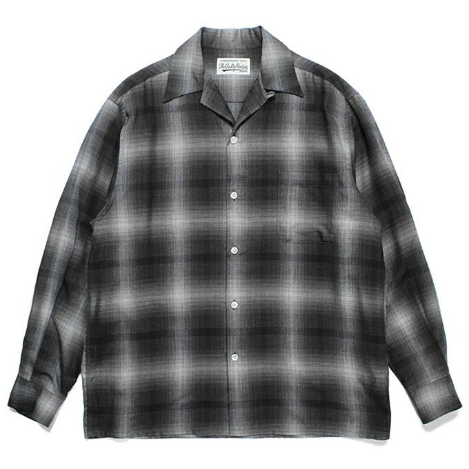 WACKO MARIA OMBRE CHECK OPEN COLLAR SHIRT L/S ( TYPE-3