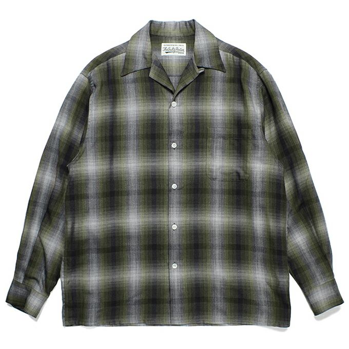 WACKO MARIA, OMBRE CHECK OPEN COLLAR SHIRT L/S ( TYPE-3 )