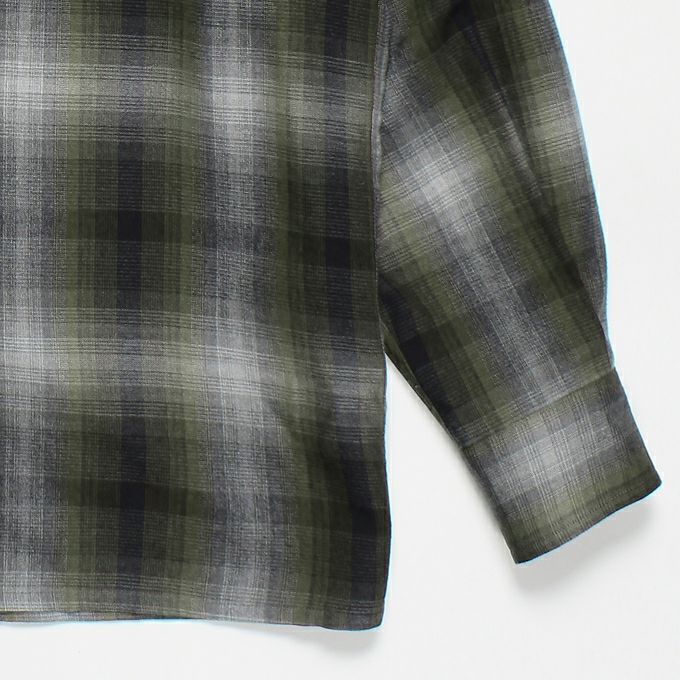 WACKO MARIA, OMBRE CHECK OPEN COLLAR SHIRT L/S ( TYPE-3 )