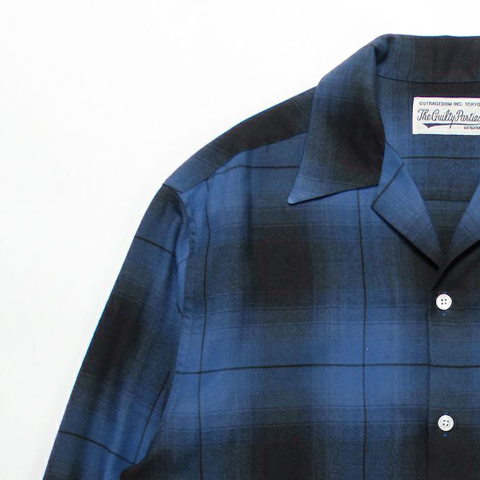 WACKO MARIA OMBRE CHECK OPEN COLLAR SHIRT L/S ( TYPE-1