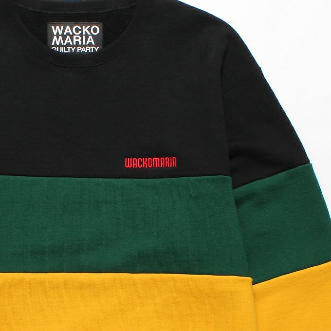 WACKO MARIA STRIPED HEAVY WEIGHT CREW NECK SWEAT SHIRT | LOCKSTOCK 