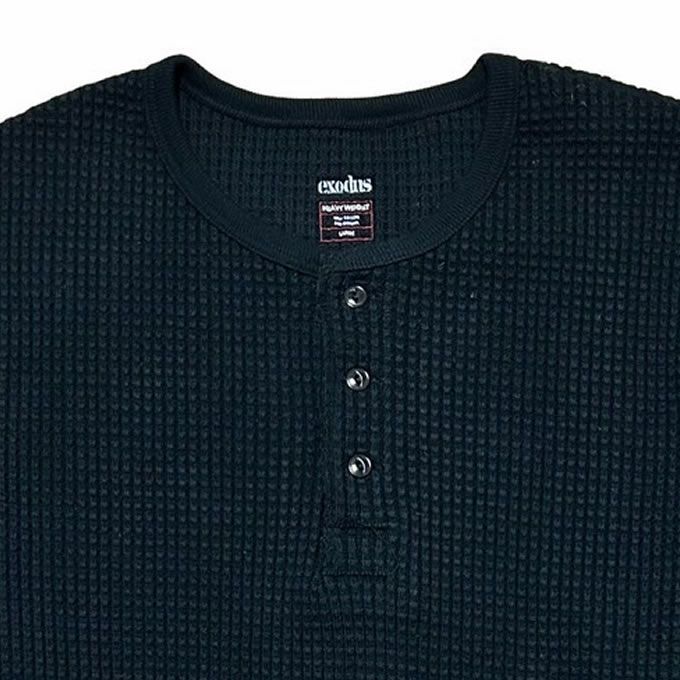 EXODUS HEAVY WEIGHT WAFFLE HENLEY NECK SHIRTS | LOCKSTOCK/STLIKE