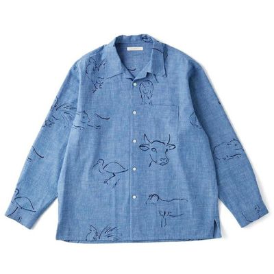 OLD JOE&CO ORIGINAL PRINTED OPEN COLLAR SHIRTS(DRAWING ) Long-sleeve |  LOCKSTOCK/STLIKE