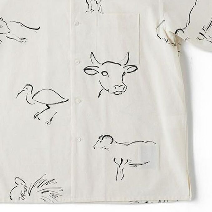 OLD JOE&CO ORIGINAL PRINTED OPEN COLLAR SHIRTS(DRAWING) Short