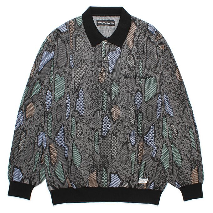 WACKO MARIA PYTHON JACQUARD KNIT POLO SHIRT | LOCKSTOCK/STLIKE