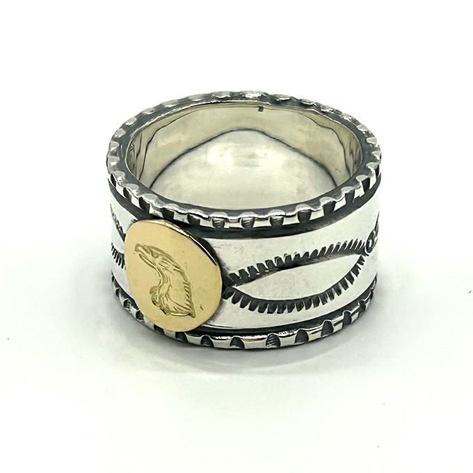 LARRY SMITH EAGLE HEAD STAMPED RING
