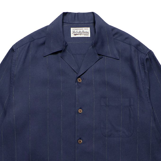 WACKO MARIA KASURI STRIPED OPEN COLLAR SHIRT | LOCKSTOCK/STLIKE