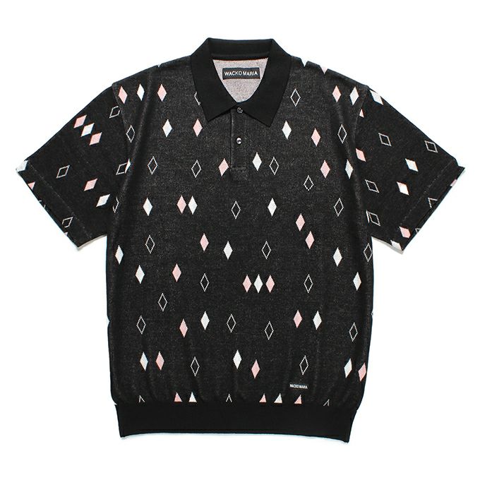 WACKO MARIA DIAMOND JACQUARD KNIT POLO SHIRT | LOCKSTOCK/STLIKE
