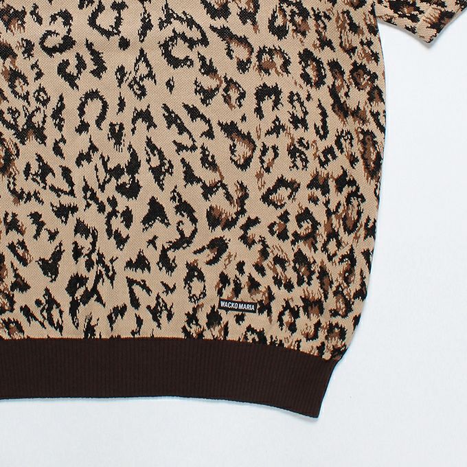 WACKO MARIA LEOPARD JACQUARD KNIT POLO SHIRT ( TYPE-1