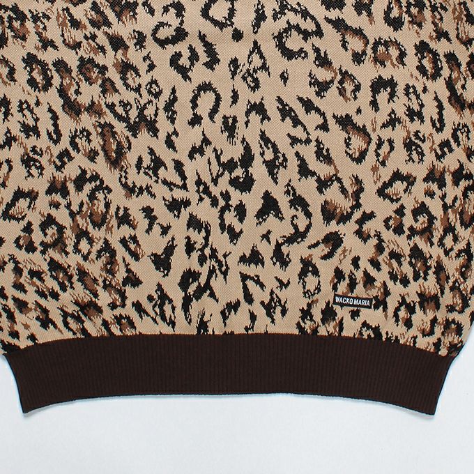 WACKO MARIA LEOPARD JACQUARD KNIT POLO SHIRT ( TYPE-1 WACKO MARIA LEOPARD JACQUARD KNIT POLO SHIRT ( TYPE-1