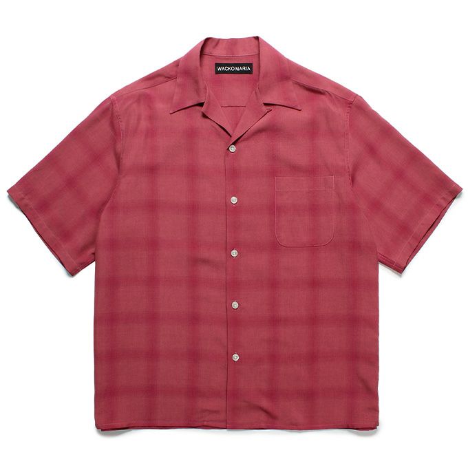 WACKO MARIA OMBRE CHECK OPEN COLLAR SHIRT S/S ( TYPE-2