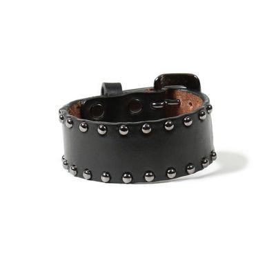 WACKO MARIA WOLF'S HEAD / STUDS LEATHER WRIST BAND 29mm ( L