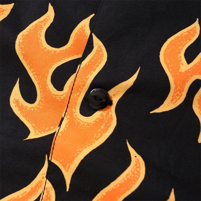 L【CHALLENGER】S/S FIRE SHIRT／新品タグ付／送料込 CHALLENGER / S/S FIRE LEAF SHIRT -Black-