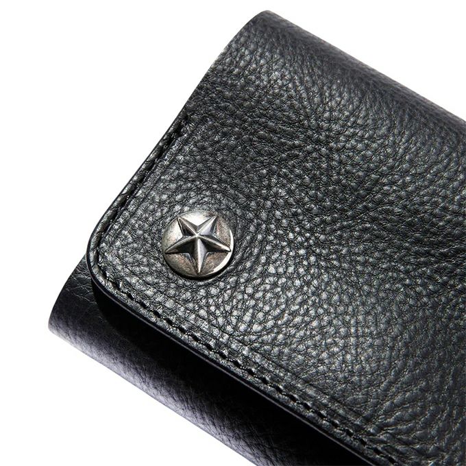 小物 CALEE STUDS LEATHER FLAP HALF WALLET CALEE - STUDS LEATHER FLAP HALF WALLET (BLACK) / スタッズ