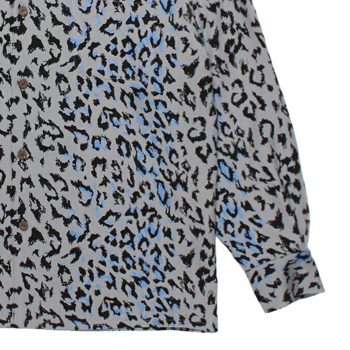 WACKO MARIA LEOPARD OPEN COLLAR SHIRT L/S ( TYPE-3