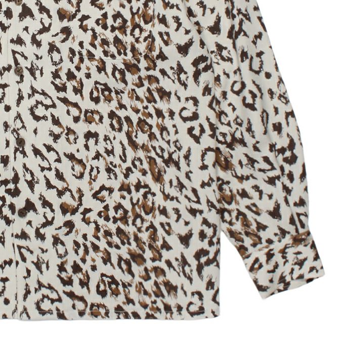 WACKO MARIA LEOPARD OPEN COLLAR SHIRT L/S ( TYPE-3