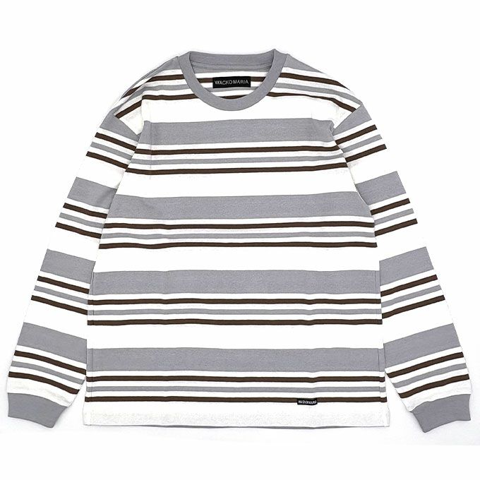 WACKO MARIA STRIPED CREW NECK LONG SLEEVE T-SHIRT ( TYPE-1